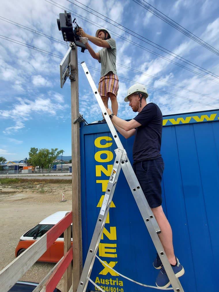 Technician during camera installation